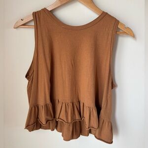 Wild Fable Brown Ruffle Tank Top